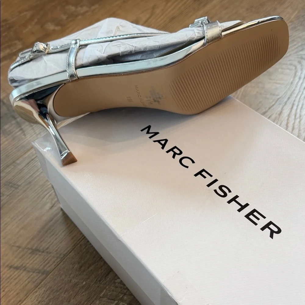 Marc Fisher Metallic Silver Heels - Picture 3 of 4